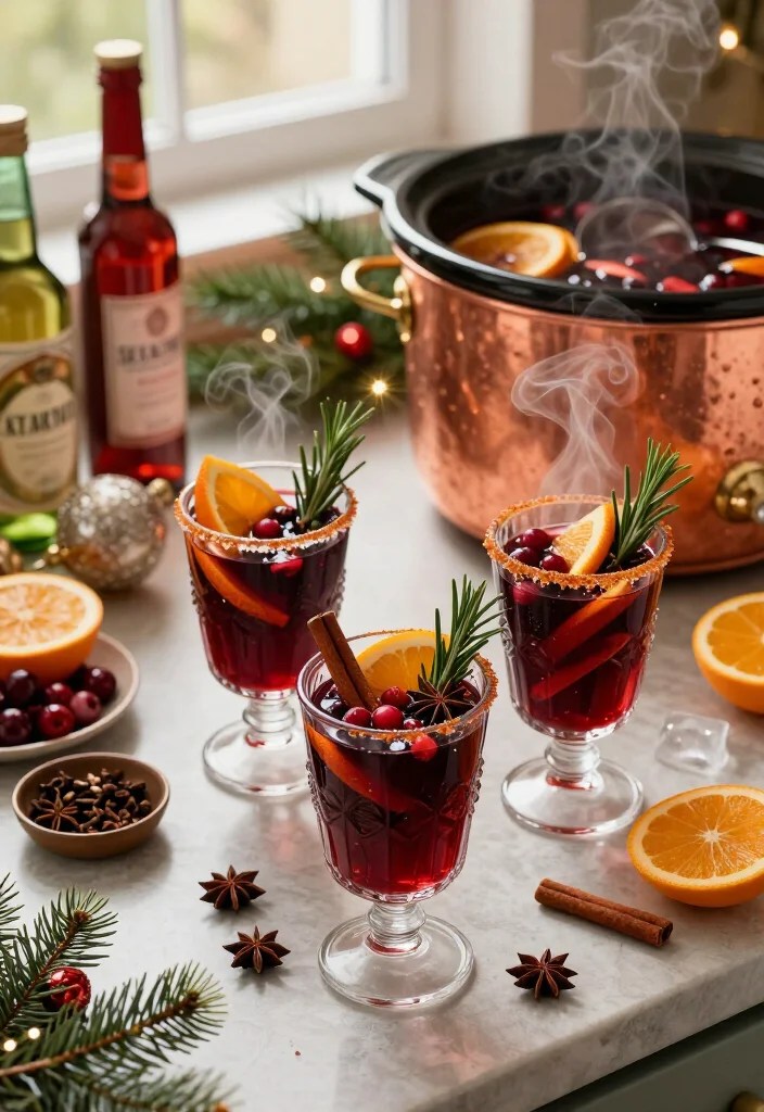 19 Festive Holiday Cocktail Party Ideas That'll Make Your Celebration Sparkle (The Cranberry Punch Is a Must!) - 6. Set Up a Simmering Mulled Wine Station
