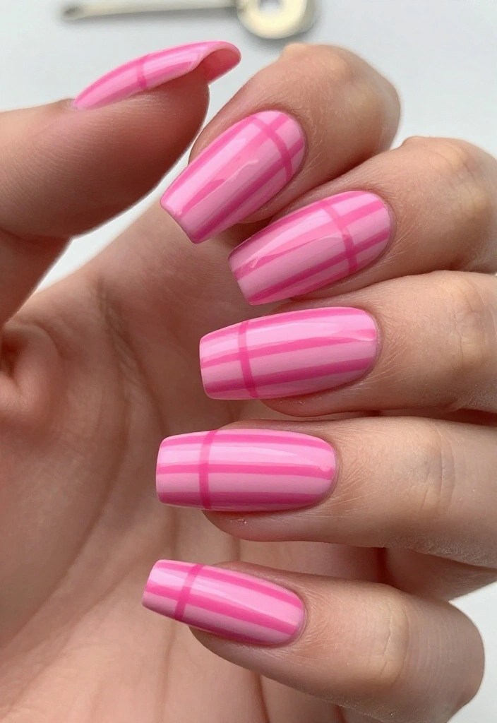 20 Stunning Pink Nail Art Designs That Will Make You the Envy of Your Friends! - 14. Striking Stripes
