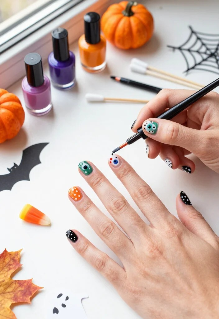 17 Easy DIY Halloween Nail Designs Anyone Can Recreate at Home (Even Beginners Can Nail #5!) - 10. Cute Eyeball Dots