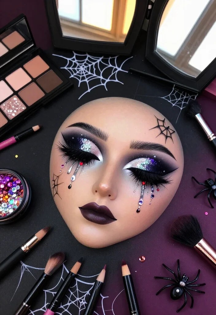 19 Halloween Eye Makeup Ideas That’ll Make Your Eyes Impossible to Ignore (The Spider Look Is Everything!) - 18. Glitter Tear Drops