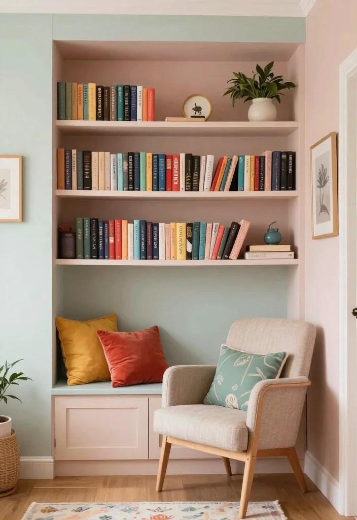 20 Stunning Book Nook Decor Ideas That Will Turn Your Home into a Literary Wonderland! - 19. Use Color to Your Advantage