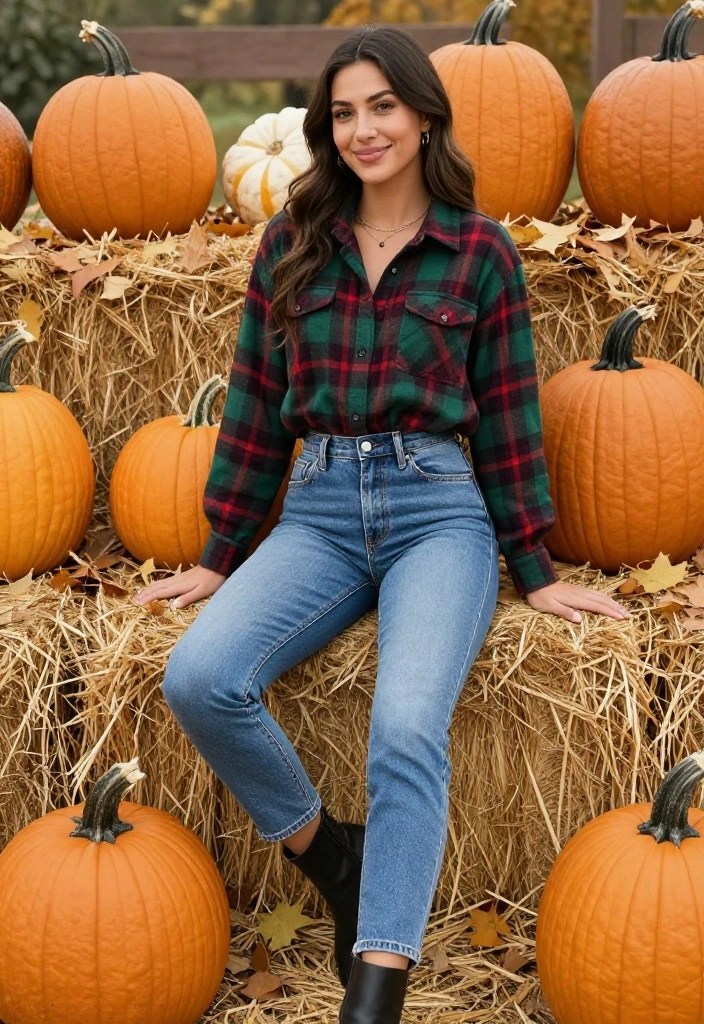 18 Casual Autumn Outfits That Are Both Comfortable and Trendy (Perfect for Every Day!) - 4. Flannel Shirt and High-Waisted Jeans