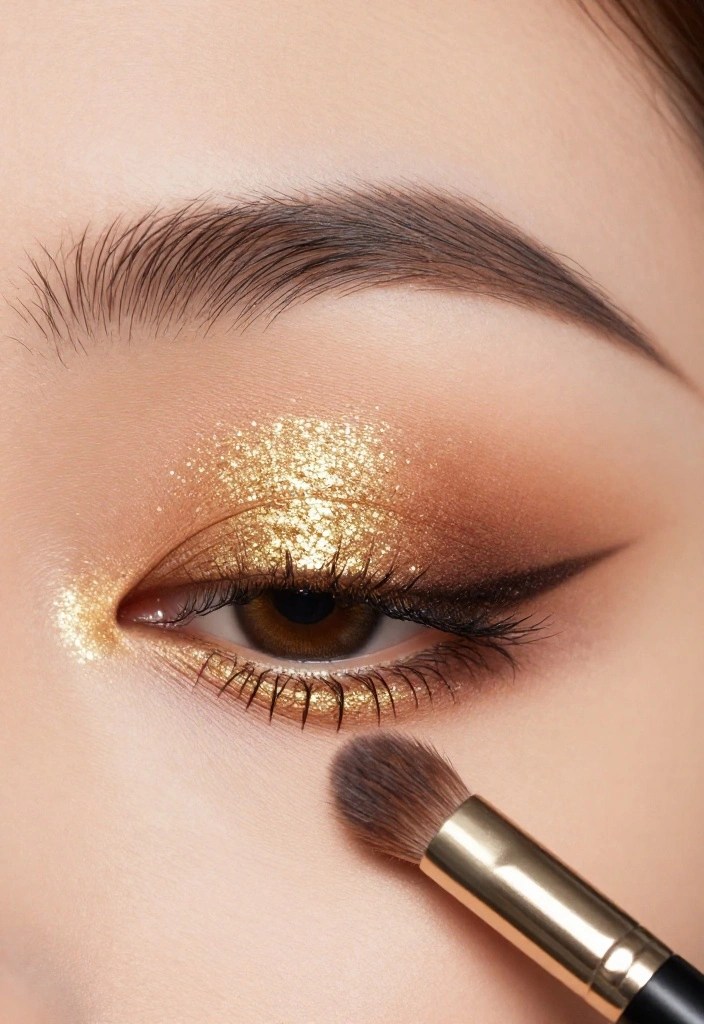 17 Glitter Eyeshadow Styles That Will Make You Shine Like a Star (Wait Until You See #5!) - 1. Classic Gold Glitter Glam