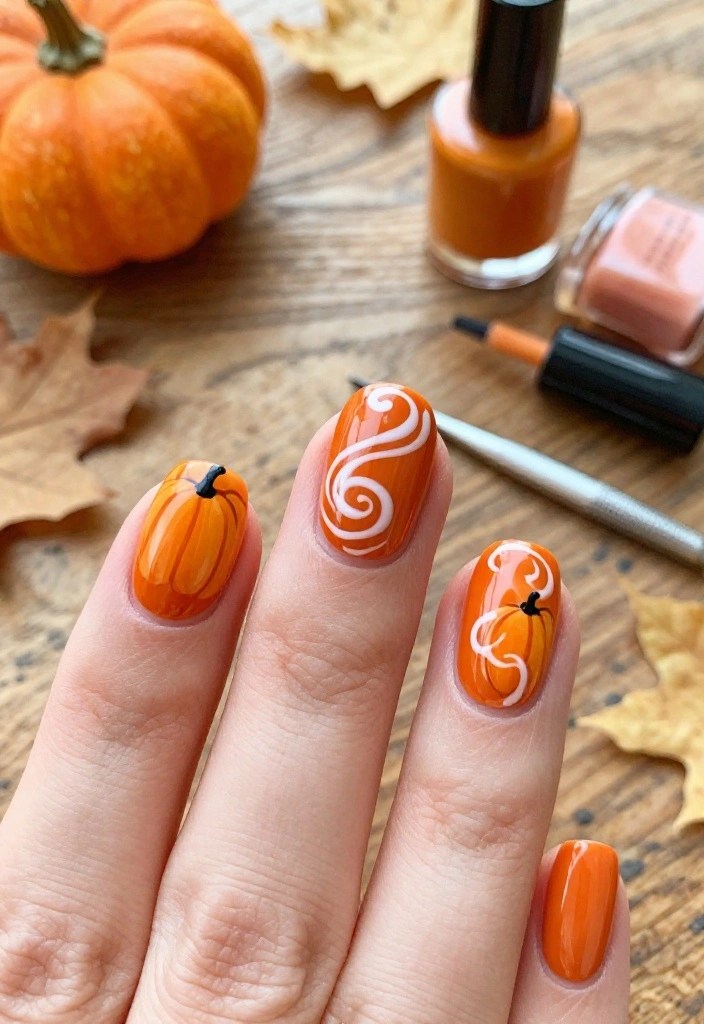 20 Stunning Autumn Nail Designs That Will Make You Fall in Love! - 1. Pumpkin Spice Delight