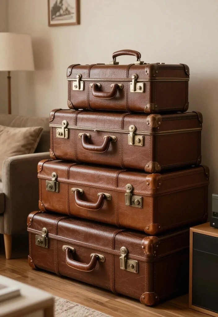 20 Budget Crafts That Upcycle Everyday Items into Treasures! - 18. Old Suitcases as Storage
