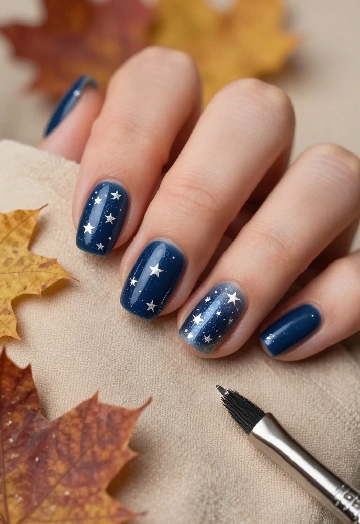 20 Stunning Autumn Nail Designs That Will Make You Fall in Love! - 9. Twinkling Stars