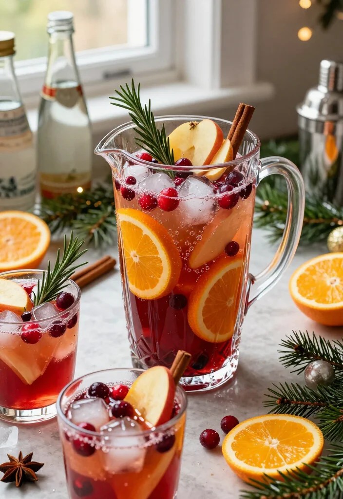 19 Festive Holiday Cocktail Party Ideas That'll Make Your Celebration Sparkle (The Cranberry Punch Is a Must!) - 9. Offer a Zero-Proof Winter Cranberry Sangria