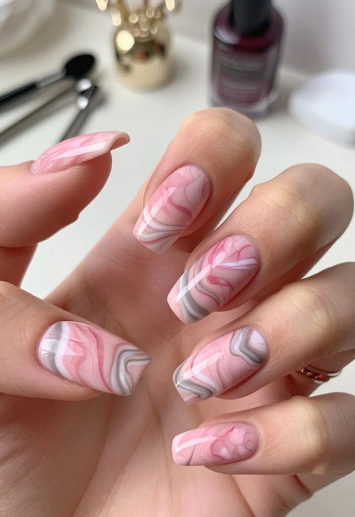20 Stunning Pink Nail Art Designs That Will Make You the Envy of Your Friends! - 4. Marble Masterpiece