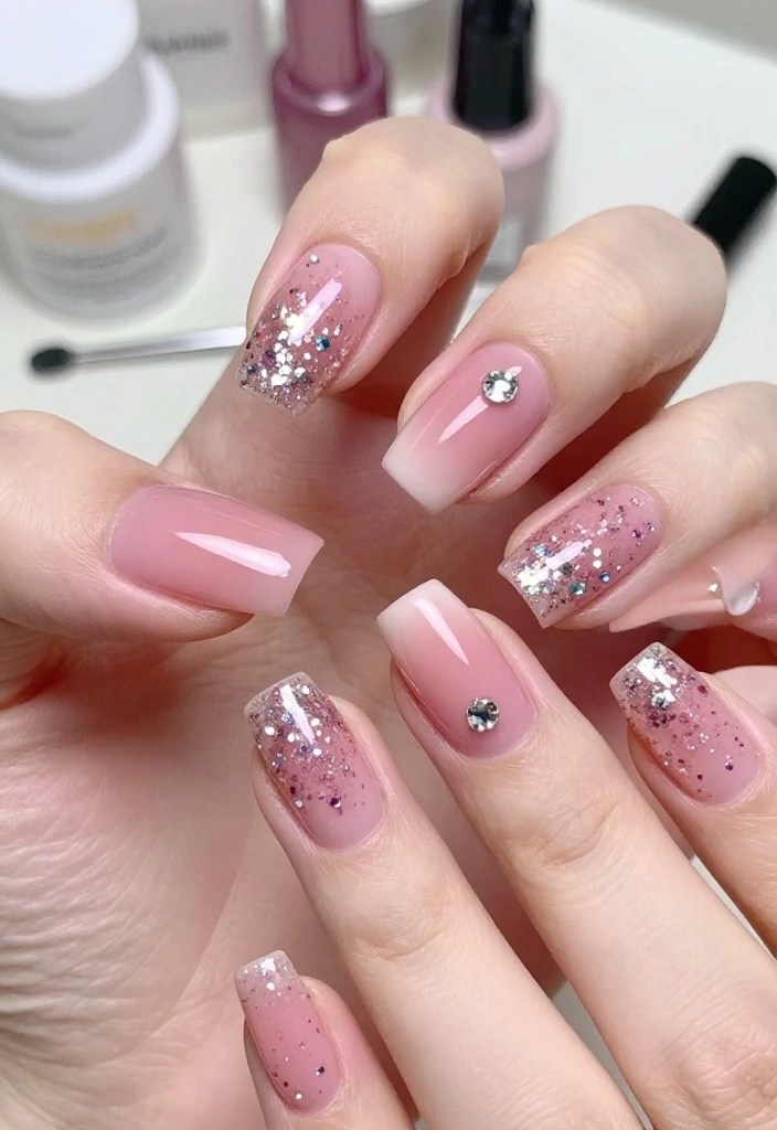 20 Stunning Pink Nail Art Designs That Will Make You the Envy of Your Friends! - 11. Sparkle and Shine