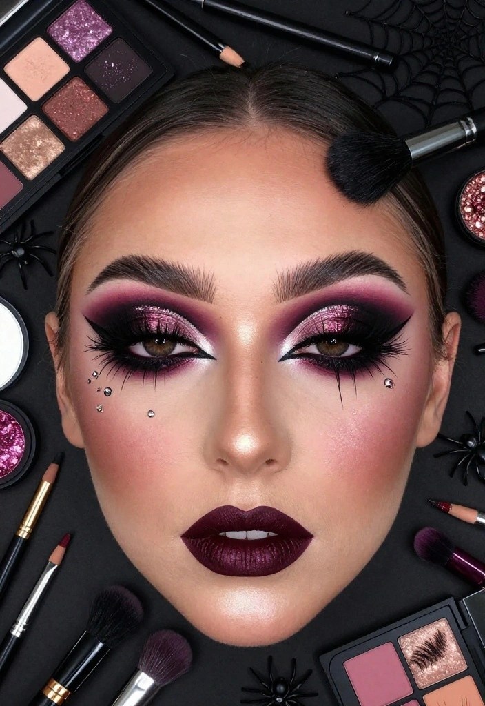 19 Halloween Eye Makeup Ideas That’ll Make Your Eyes Impossible to Ignore (The Spider Look Is Everything!) - 2. Black Cherry Smoky Eyes