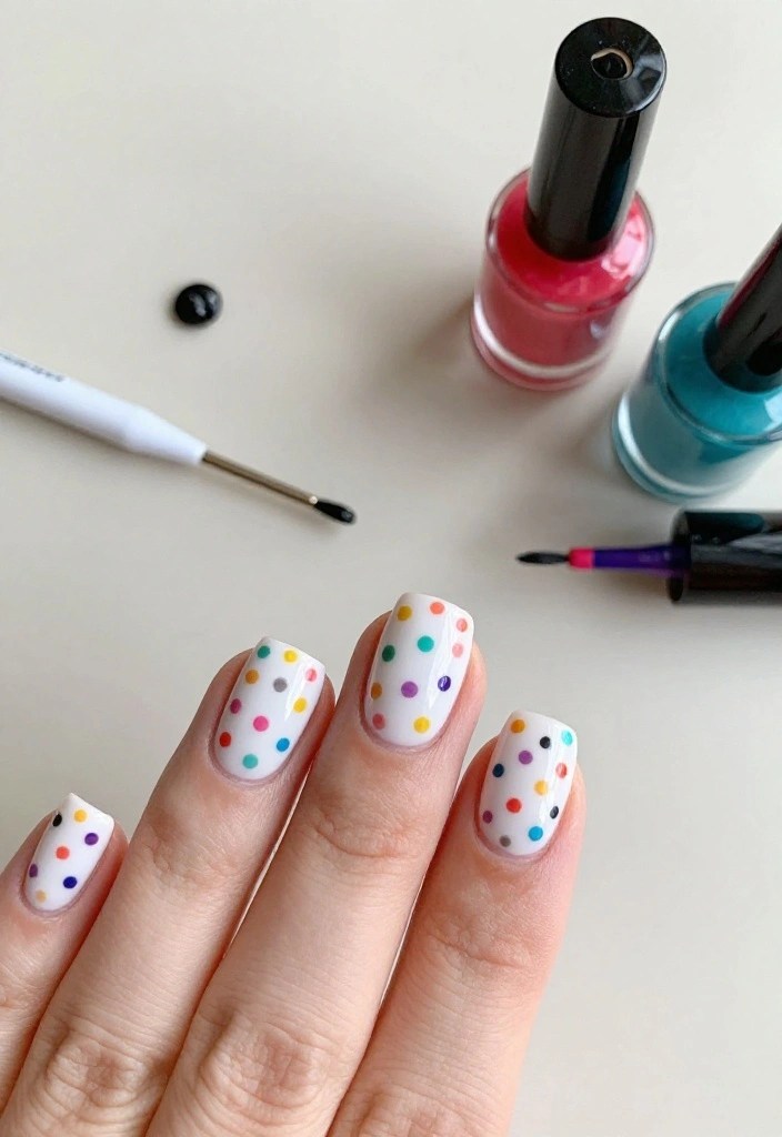 19 Easy Rainbow Pride Nails For Beginners (Even You Can Do #11!) - 3. Colorful Polka Dots