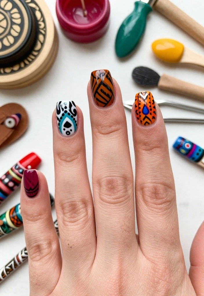 20 Stunning August Nail Designs That Will Make You the Envy of Your Friends! - 14. Tribal Prints