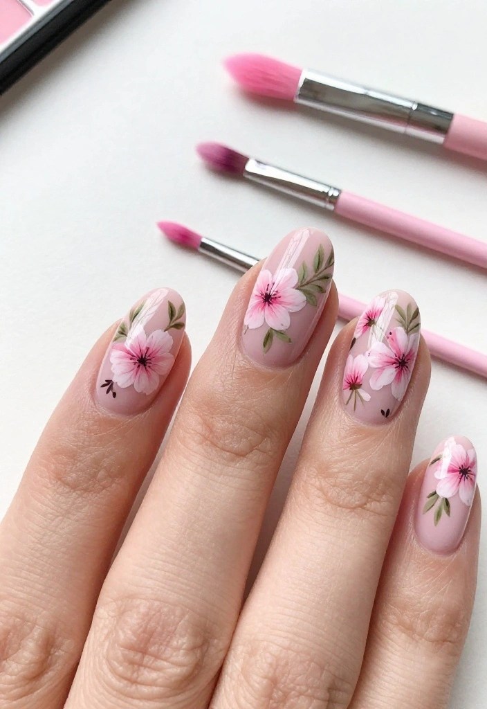 20 Stunning Pink Nail Art Designs That Will Make You the Envy of Your Friends! - 2. Floral Frenzy