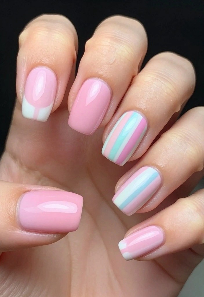 20 Stunning Pink Nail Art Designs That Will Make You the Envy of Your Friends! - 19. Sweet Candy Stripes