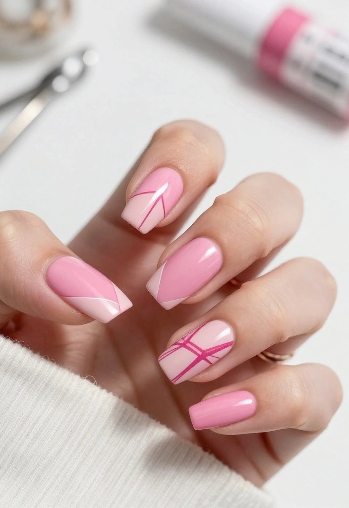 20 Stunning Pink Nail Art Designs That Will Make You the Envy of Your Friends! - 6. Geometric Glam