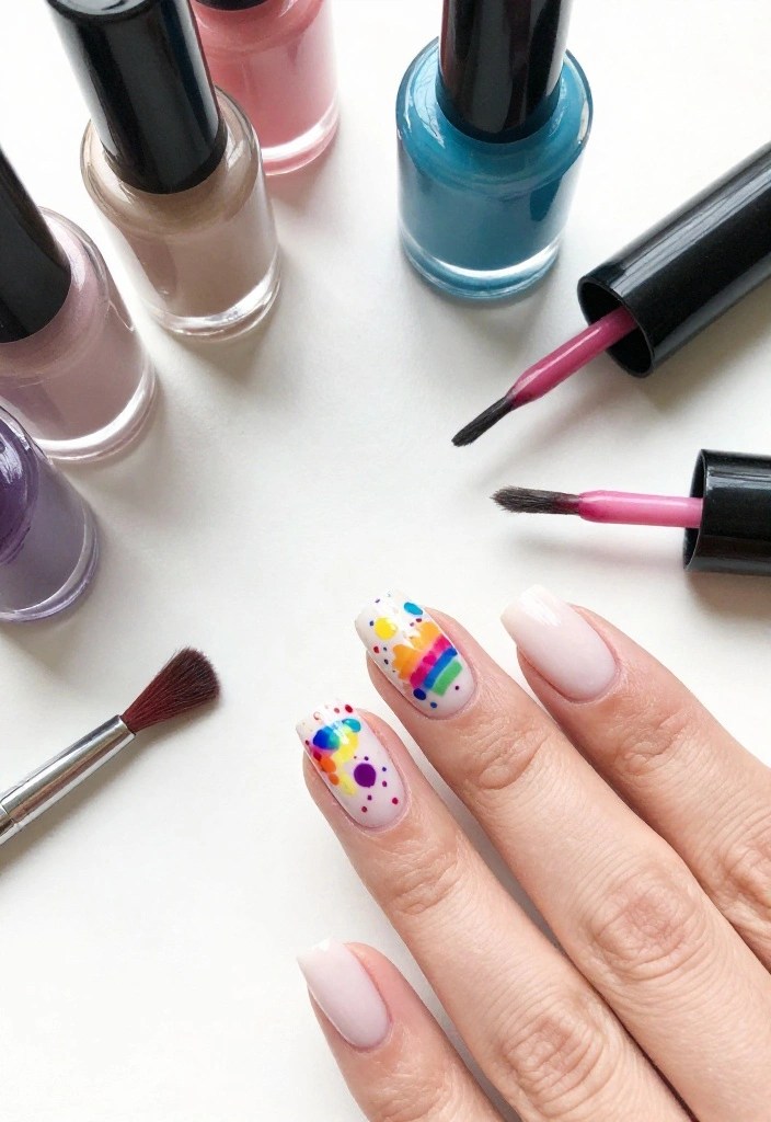19 Easy Rainbow Pride Nails For Beginners (Even You Can Do #11!) - 10. Rainbow Splatter