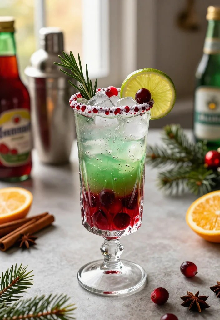 19 Festive Holiday Cocktail Party Ideas That'll Make Your Celebration Sparkle (The Cranberry Punch Is a Must!) - 18. Layer a Red-and-Green Holiday Cocktail
