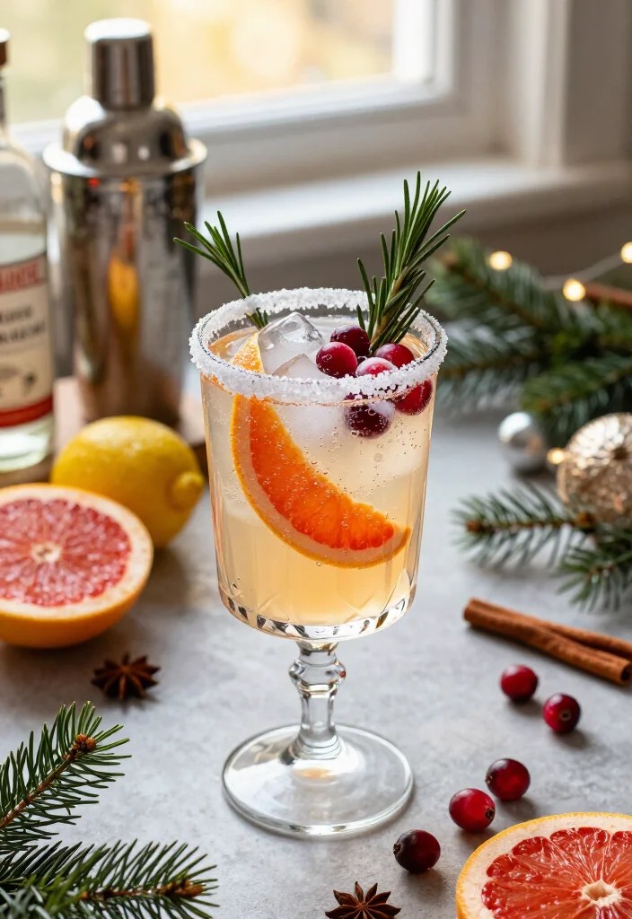 19 Festive Holiday Cocktail Party Ideas That'll Make Your Celebration Sparkle (The Cranberry Punch Is a Must!) - 7. Brighten the Bar with a Citrus Rosemary Gin Fizz