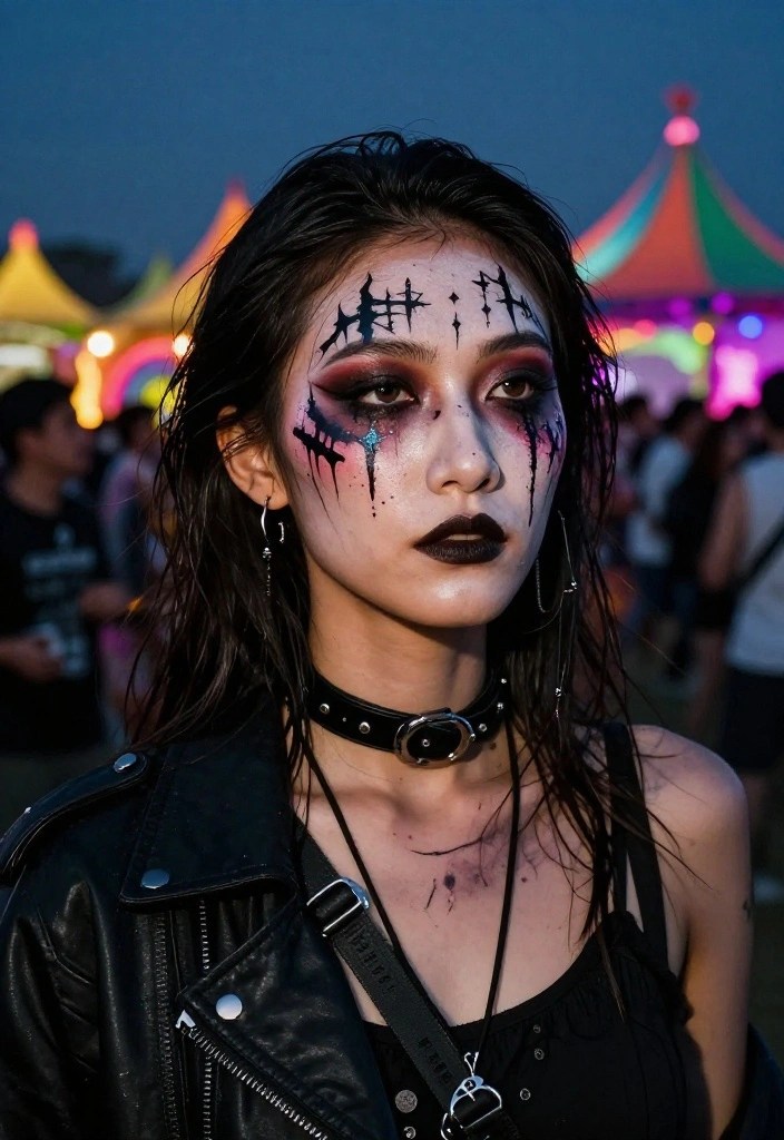 20 Jaw-Dropping Face Painting Ideas for Festivals (You Won't Believe #6!) - 14. Emo/Scene Art