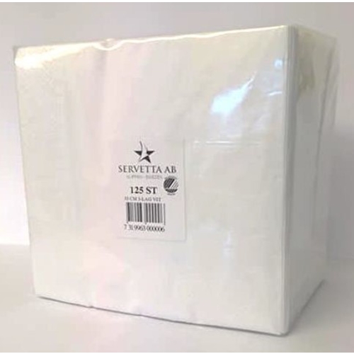 Servetti kudos 1/4 taitto 3L – 33x33cm valkoinen – 125 kpl