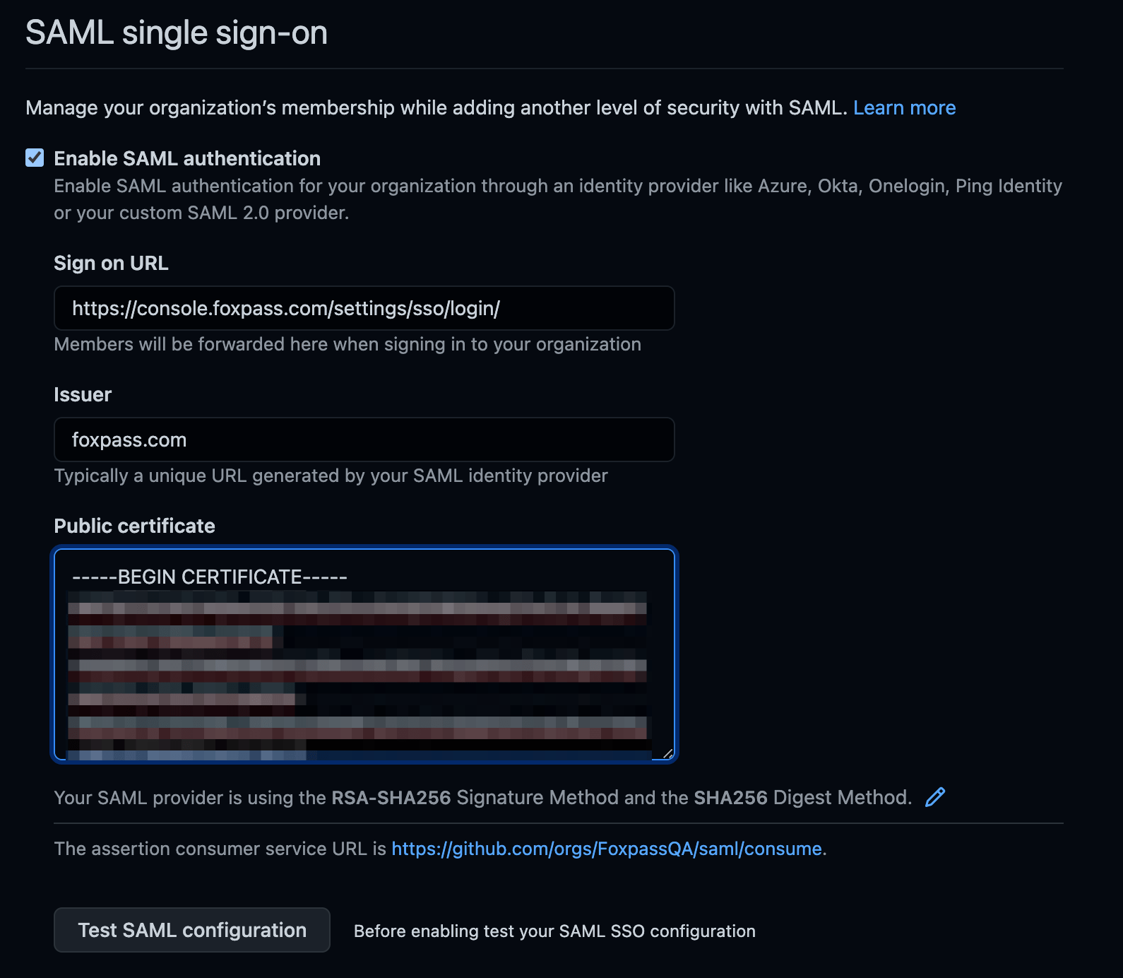 Después de que te autentiques exitosamente con el idp desde github enterprise cloud, debes autorizar cualquier token de acceso personal, llave ssh o app oauth a . Sso Github