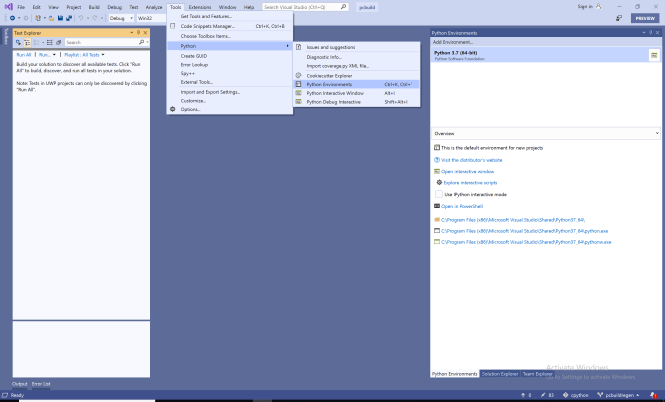 Choisir les environnements Python
