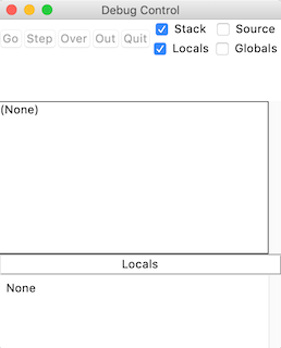 affiche une fenêtre de débogueur vierge en mode python inactif