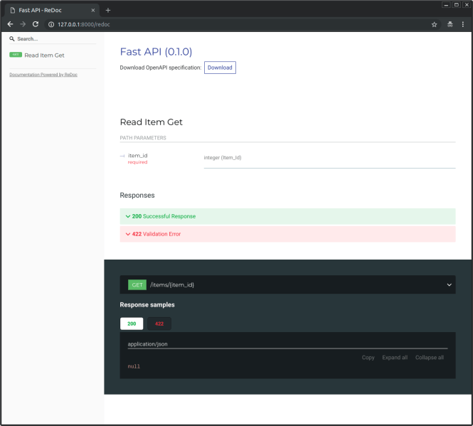 Documents d'API interactifs alternatifs utilisant ReDoc