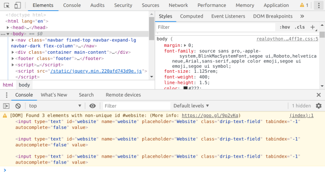 Outils de développement Web dans Google Chrome