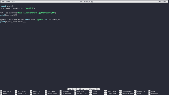 Exemple d'utilisation de Nano Text Editor