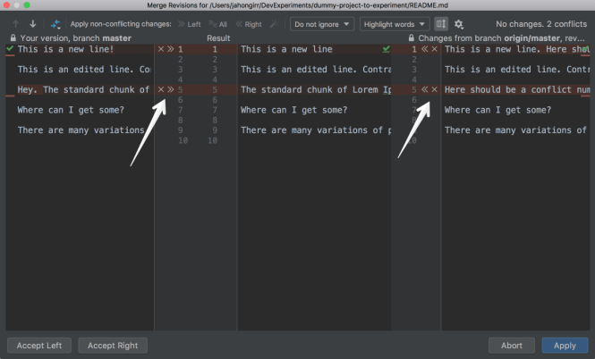 Résolution de conflit dans PyCharm