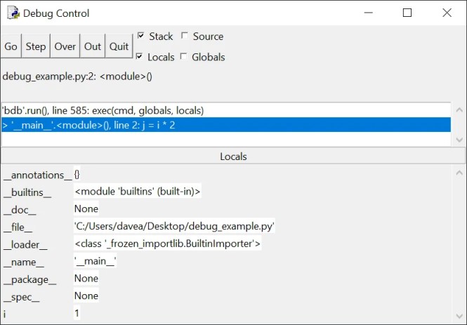 Bouton Python IDLE Step
