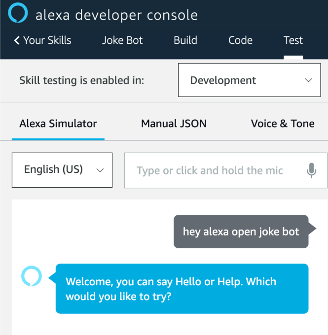 Test d'Alexa Simulator