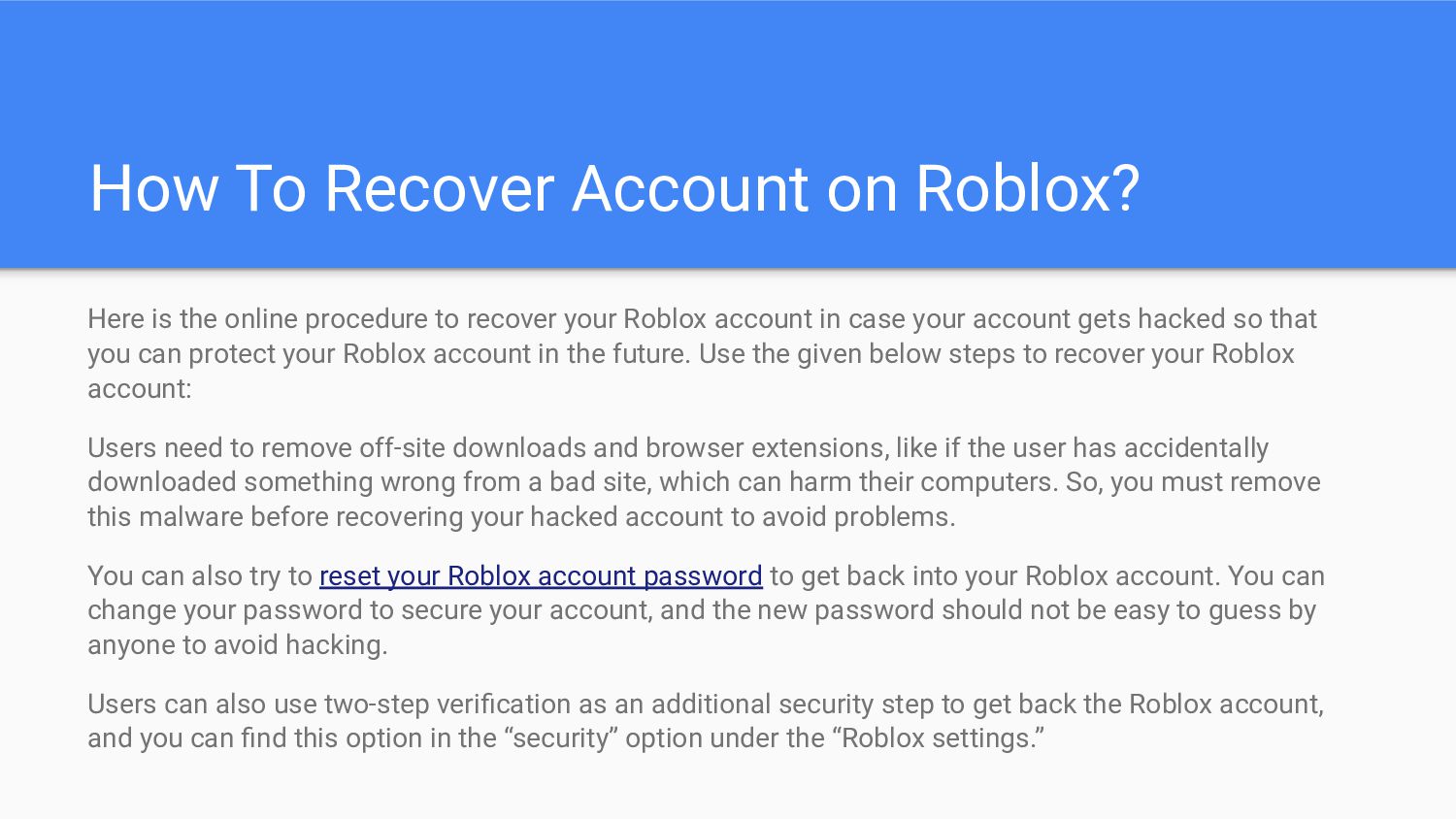 How To Recover Account On Roblox Speaker Deck Slide 3 