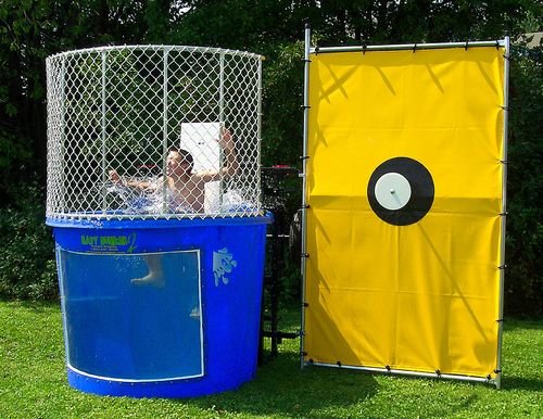 Cheap Portable Dunking Booth Easy Dunker Water Slide Inflatable Kids Dunk Tank Game Buy Dunk Tank Game Easy Dunker Dunking Booth Product On Alibaba When a ball strikes a target the seat collapses dunking the person into the water.