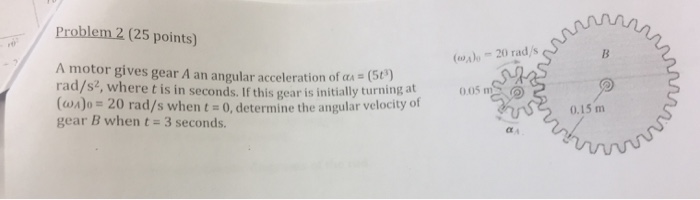 16 20 A Motor Gives Gear A An Angular Acceleration Chegg A motor gives gear A an angular acceleration of aA.