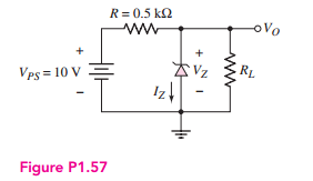 Solved A The Zener Diode In Figure P1 57 Is Ideal With