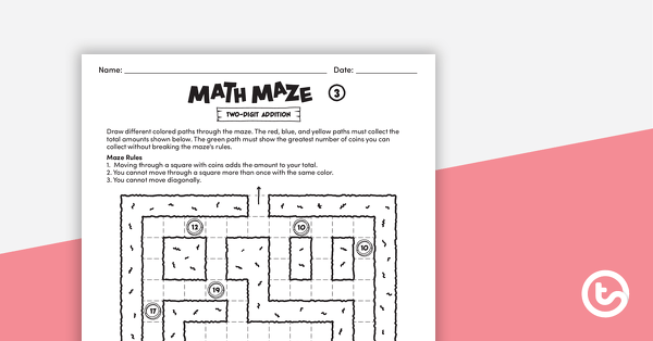 math mazes two digit addition teach starter
