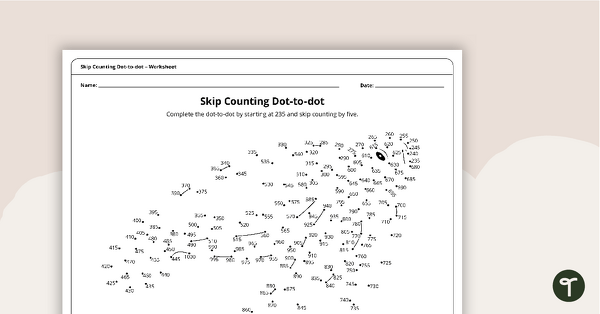complex dot to dot skip counting by fives turtle worksheet teach starter