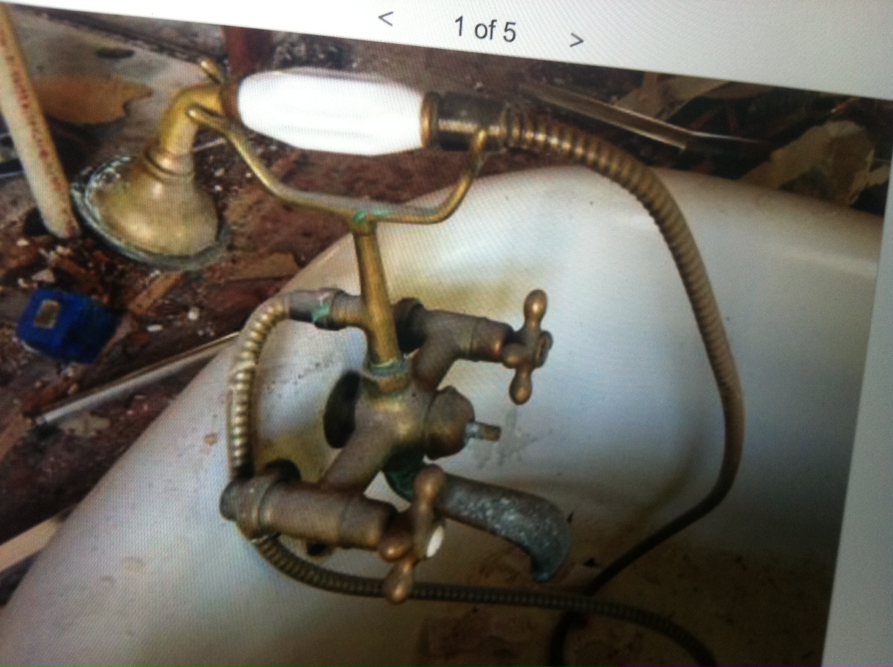 Old brass fixture we bought on Craigslist!