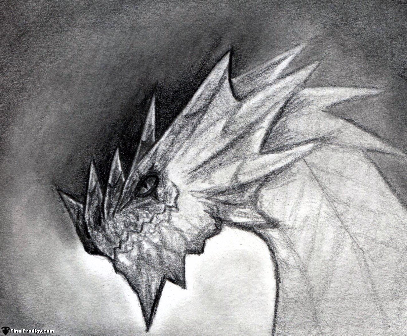 Dragon head on the stone background pencil drawing. How To Draw A Dragon Head Side View Finalprodigy Com