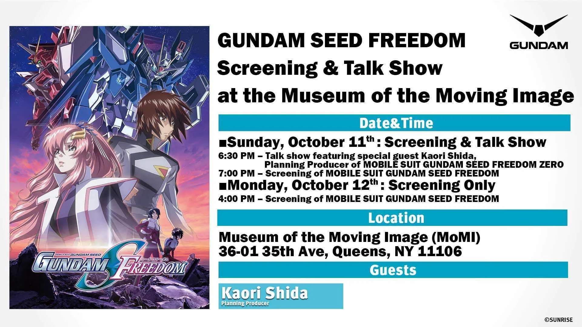 Mobile Suit Gundam SEED FREEDOM Screening & Talk Show Announced