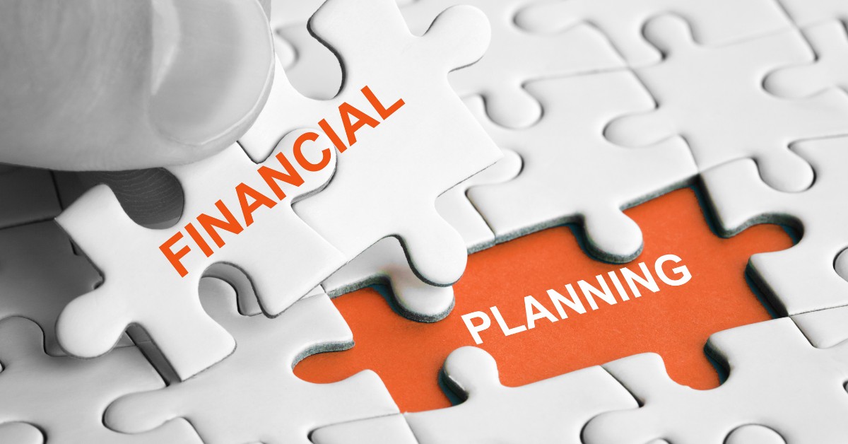 White and orange puzzle that says Financial Planning.