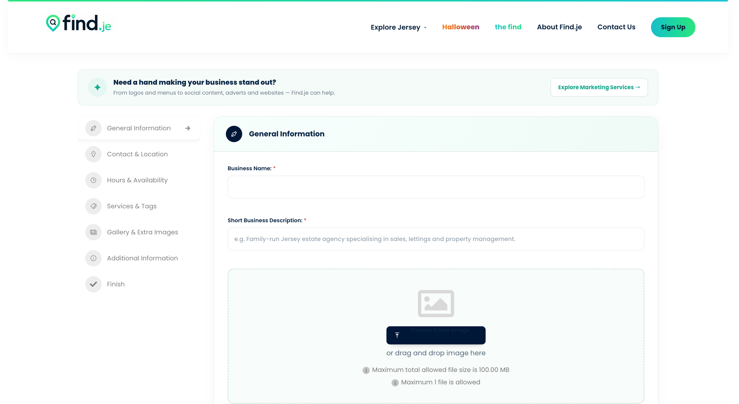 Find.je add listing form final step