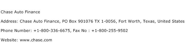Chase auto finance address, contact number of chase auto finance