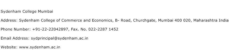 Sydenham College Mumbai Address Contact Number Of Sydenham