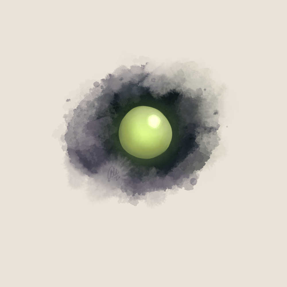 Painted illustration of firefly eggs