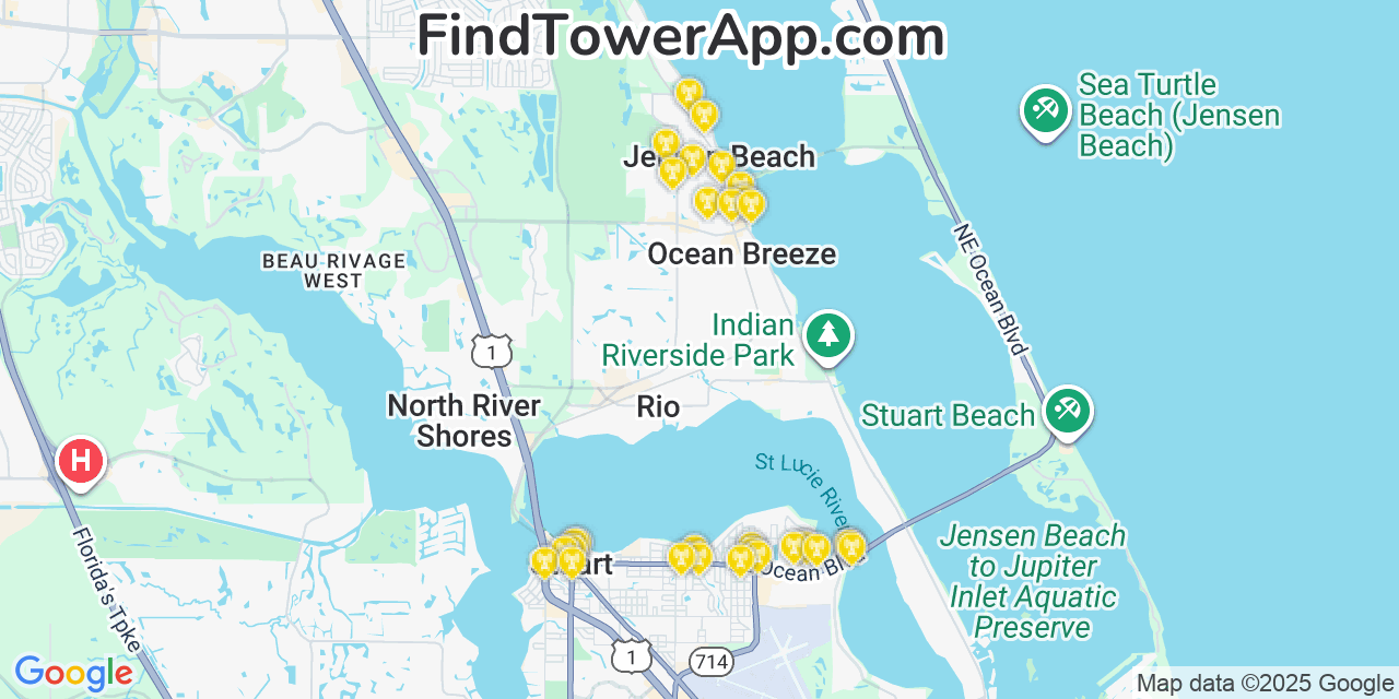 Google Maps Jensen Beach Jensen Beach Florida AT T Mobile Coverage Map 