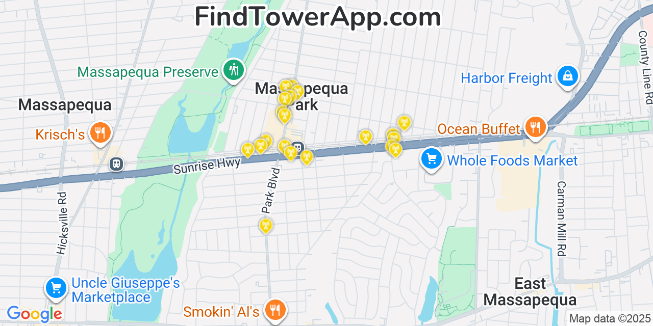 Massapequa Park Verizon Cell Towers New York Findtower App Mobile Coverage Map.