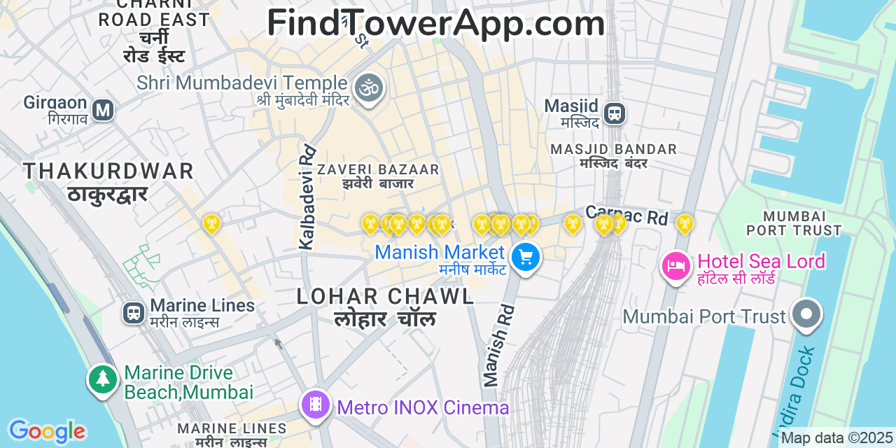 Mumbai Cell Towers India FindTower App Coverage Maps Mumbai India Mobile Coverage Map 